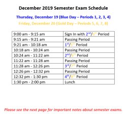 Semester Exam Schedule